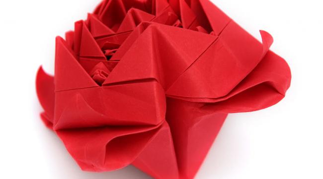 纸玫瑰花的折法