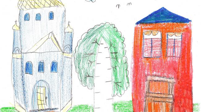 儿童画别墅又漂亮又简单图片
