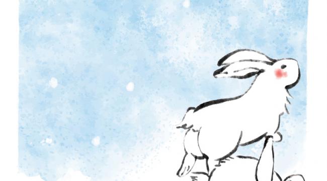 雪地兔子画