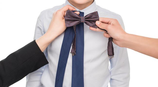 男童校服领带散了怎么缝制